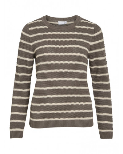 VIDALO O-NECK L/S STRIPE KNIT TOP- NOOS