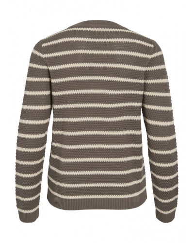 VIDALO O-NECK L/S STRIPE KNIT TOP- NOOS