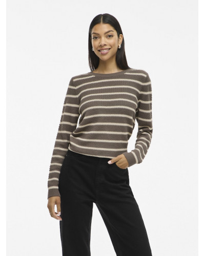 VIDALO O-NECK L/S STRIPE KNIT TOP- NOOS
