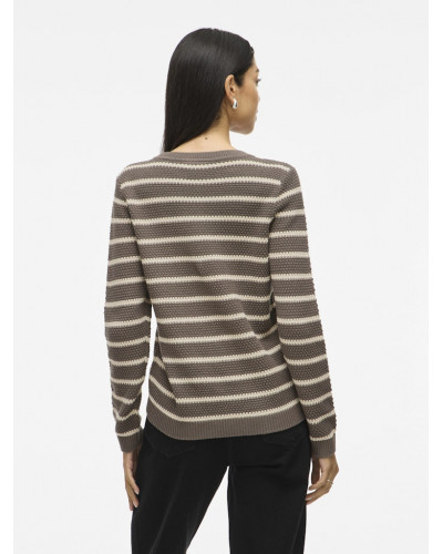 VIDALO O-NECK L/S STRIPE KNIT TOP- NOOS