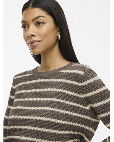 VIDALO O-NECK L/S STRIPE KNIT TOP- NOOS