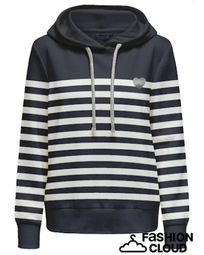 ONLAUDREY L/S STRIPE HOOD SWT OUTLET