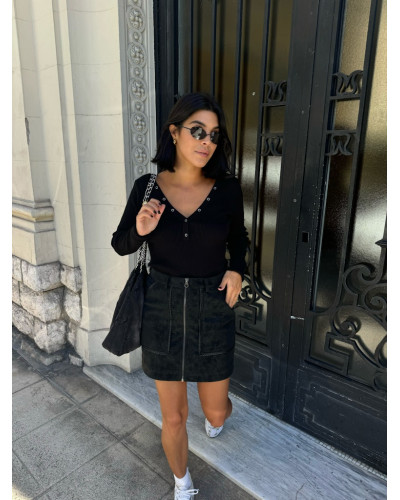 VIPULINA RW COATED ZIP SHORT SKIRT