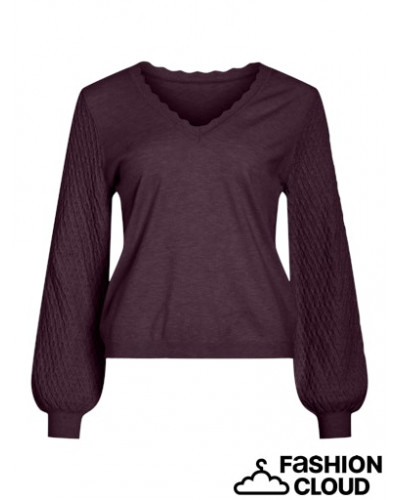 VIEMI REV  V-NECK L/S KNIT TOP/TES