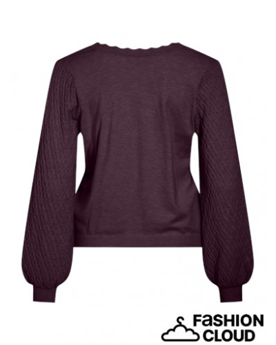 VIEMI REV  V-NECK L/S KNIT TOP/TES