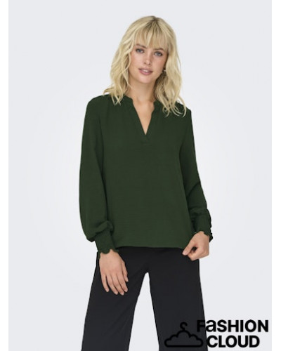 ONLMETTE V-NECK LS SMOCK TOP NOOS WVN