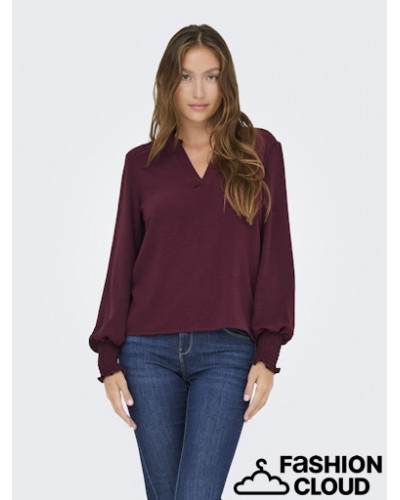 ONLMETTE V-NECK LS SMOCK TOP NOOS WVN