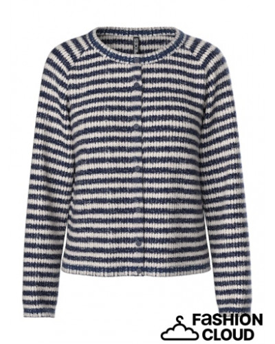 PCMALOU LS O-NECK STRIPE CARDIGAN PWP BC