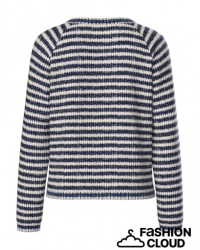 PCMALOU LS O-NECK STRIPE CARDIGAN PWP BC