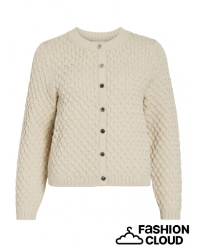 VIKALI L/S O-NECK KNIT BUTTON CARDIGAN