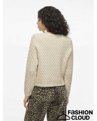 VIKALI L/S O-NECK KNIT BUTTON CARDIGAN
