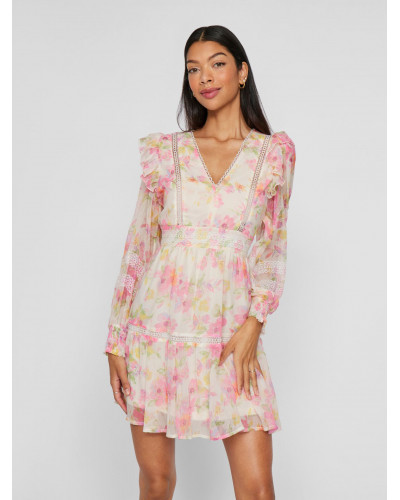 VIROMAN NEW V-NECK L/S SHORT DRESS/DC/KA