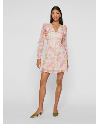 VIROMAN NEW V-NECK L/S SHORT DRESS/DC/KA