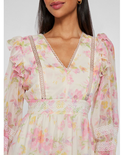 VIROMAN NEW V-NECK L/S SHORT DRESS/DC/KA