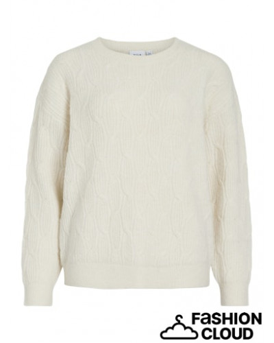 VILASSIA O-NECK L/S CABEL KNIT TOP -NOOS