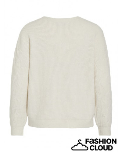 VILASSIA O-NECK L/S CABEL KNIT TOP -NOOS
