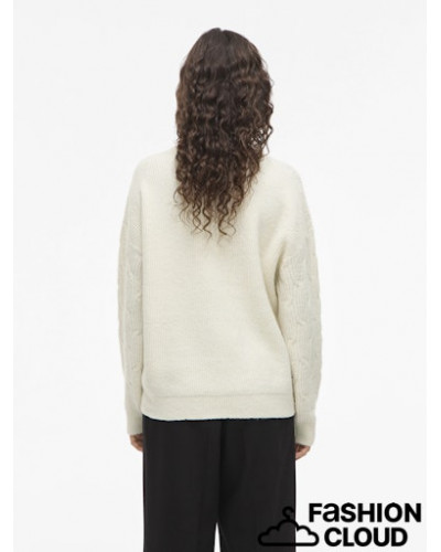 VILASSIA O-NECK L/S CABEL KNIT TOP -NOOS