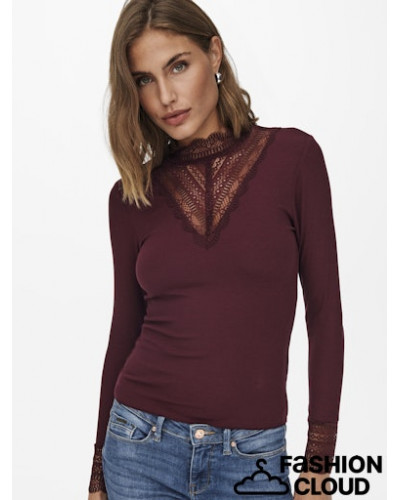 ONLTILDE L/S HIGH NECK LACE TOP JRS NOOS