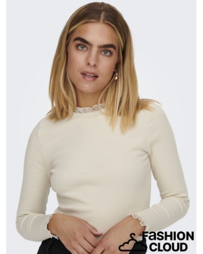 ONLLESLIE L/S LACE MIX TOP JRS