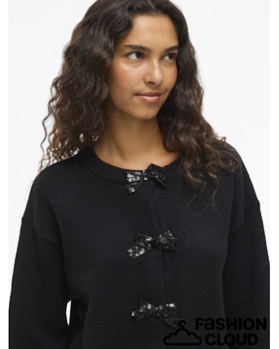 VIBRIANNA O-NECK L/S BOW KNIT CARDIGAN/1