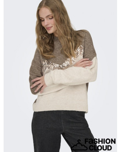 JDYMATILDA LIFE L/S HN SEQUIN PULL KNT