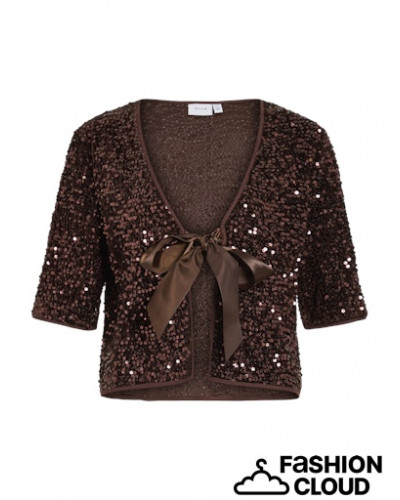 VIBELIEVE S/S TIE SEQUINS TOP/PTYKA