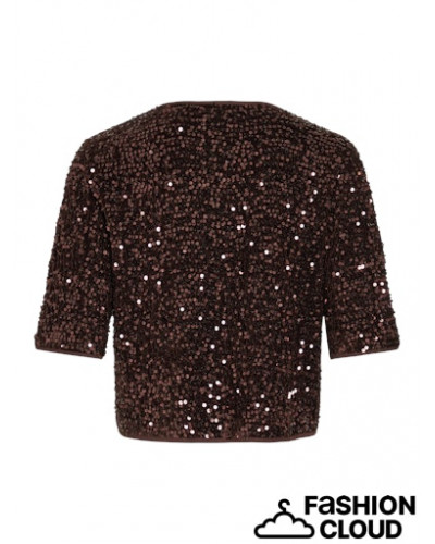 VIBELIEVE S/S TIE SEQUINS TOP/PTYKA