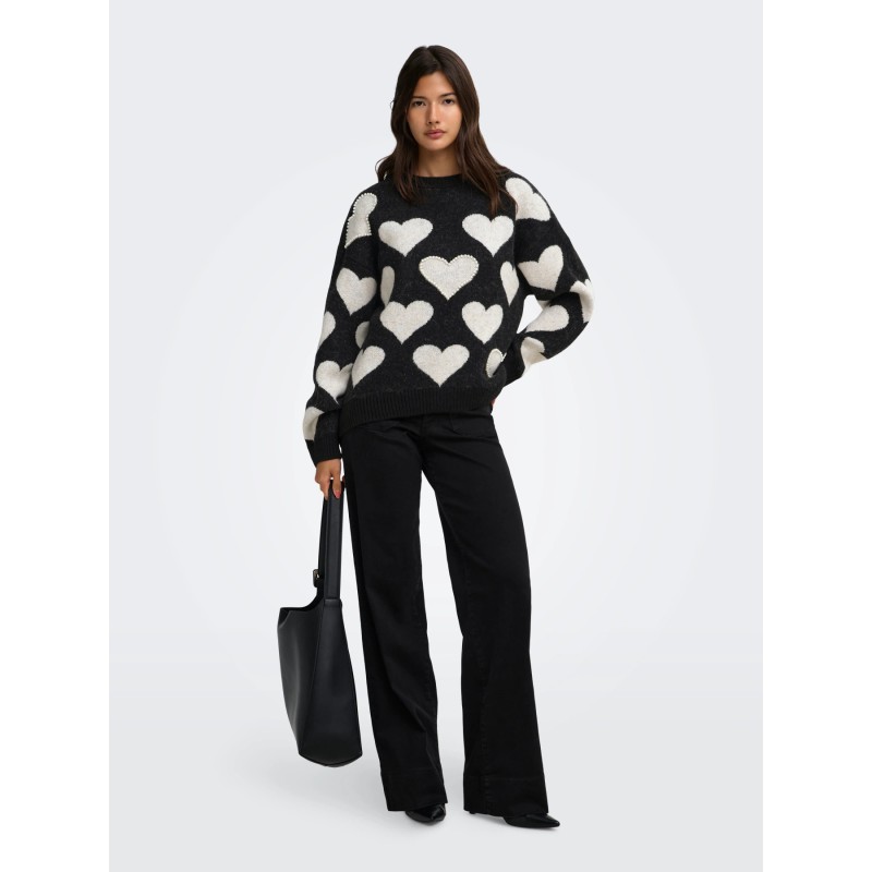 ONLPOPPY LS PATTERN PEARL O-NECK KNT