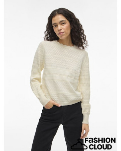 VIMILOS L/S O-NECK POINTELLE TOP - NOOS