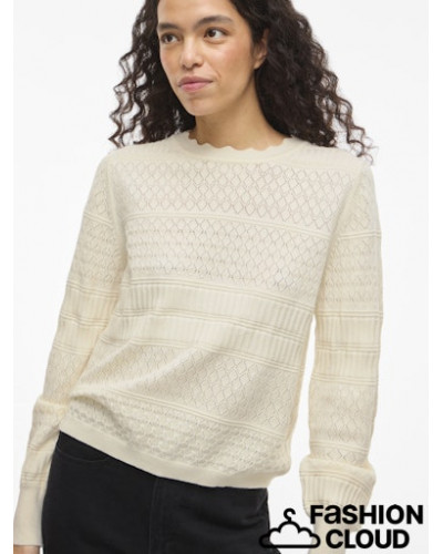 VIMILOS L/S O-NECK POINTELLE TOP - NOOS