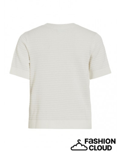 VILOLLO O-NECK S/S DETAIL KNIT TOP- NOOS