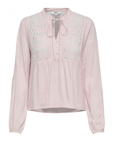 ONLLENNYO LS EMBROID V-NECK TOP NOOS WVN