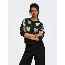 ONLRITU Jacquard-Strickjacke mit Rundhalsausschnitt