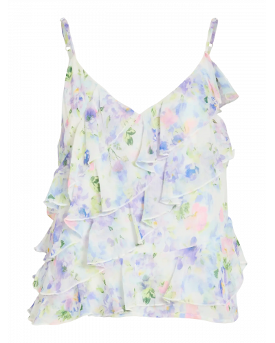 VILUNA V-NECK STRAP RUFFLE TOP/DC/KA