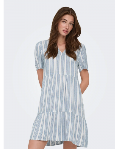 ONLTIRI-GOA SS V-NEC LIN BL DRESS CC PNT