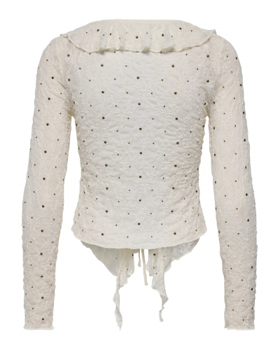 ONLGAELLA L/S FRILL STRING TOP WVN EX
