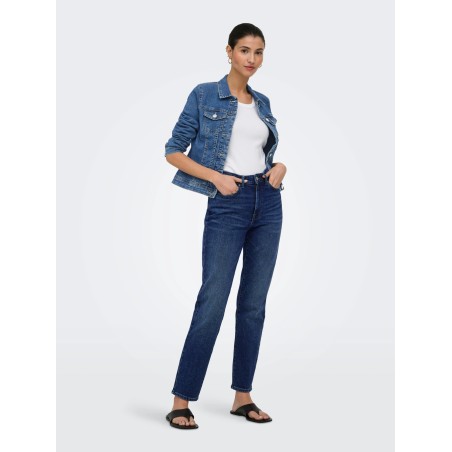 Straight Fit Jeans mit hoher Taille und Stretch