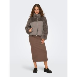 ONLWANJA Kunstfell-Pufferjacke mit Materialmix