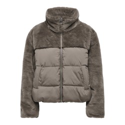 ONLWANJA Kunstfell-Pufferjacke mit Materialmix