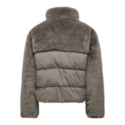 ONLWANJA Kunstfell-Pufferjacke mit Materialmix