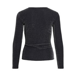 VIELEINAS O-Neck Langarm-Top mit Glitzerdetail