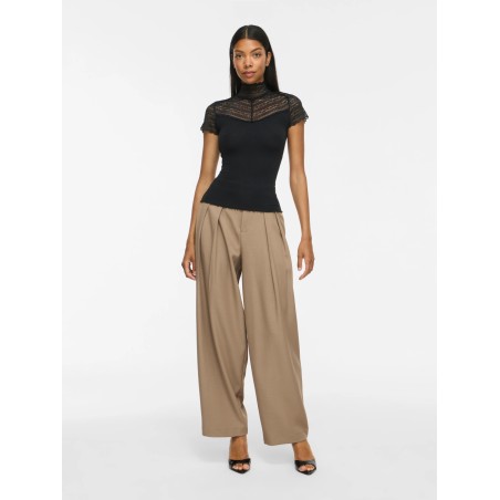 VISIA S/S LACE NECK TOP/KA