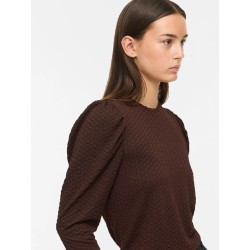 Vianine Puf Jacquard-Top mit 3/4-Ärmeln