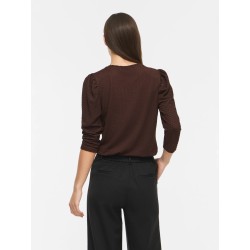 Vianine Puf Jacquard-Top mit 3/4-Ärmeln