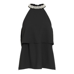 Top Visakira con scollo all'americana in raso