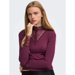 ONLTILDE L/S HIGH NECK LACE TOP JRS NOOS