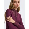 Tilde Langarm-Top mit Stehkragen und Spitze