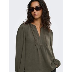 JDYRACHEL Bluse mit V-Ausschnitt und Spitzendetails