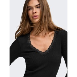 ONLSARA SHARAI Langarm-T-Shirt mit V-Ausschnitt