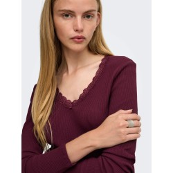 ONLSARA SHARAI Langarm-T-Shirt mit V-Ausschnitt